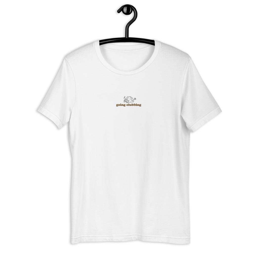 Igloo Going Clubbing | Embroidered Short-Sleeve Unisex T-Shirt | Club Penguin Threads and Thistles Inventory White S 