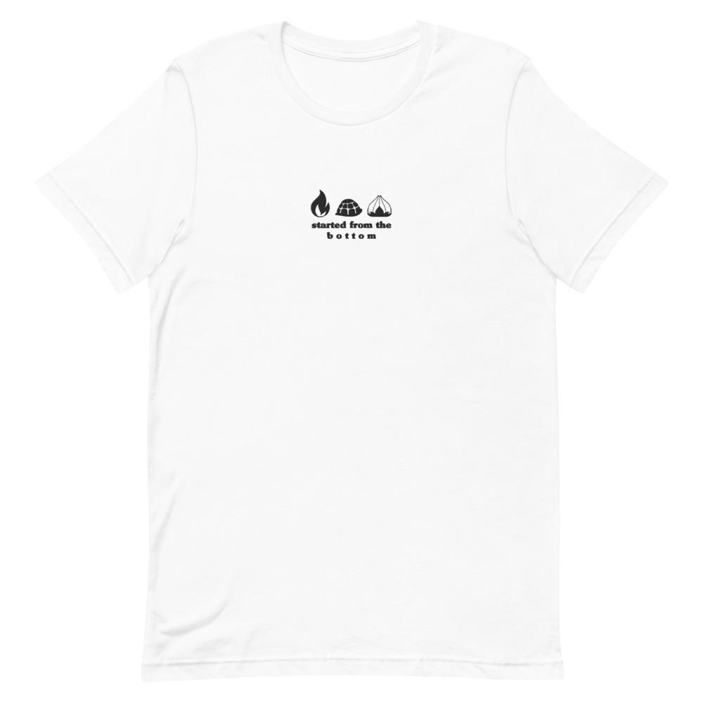 Started from the Bottom | Embroidered Short-Sleeve Unisex T-Shirt | Pokemon Threads and Thistles Inventory White XS 
