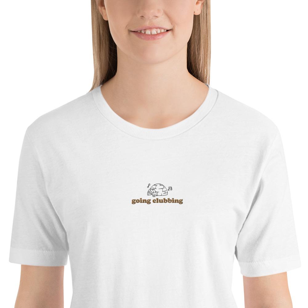 Igloo Going Clubbing | Embroidered Short-Sleeve Unisex T-Shirt | Club Penguin Threads and Thistles Inventory 