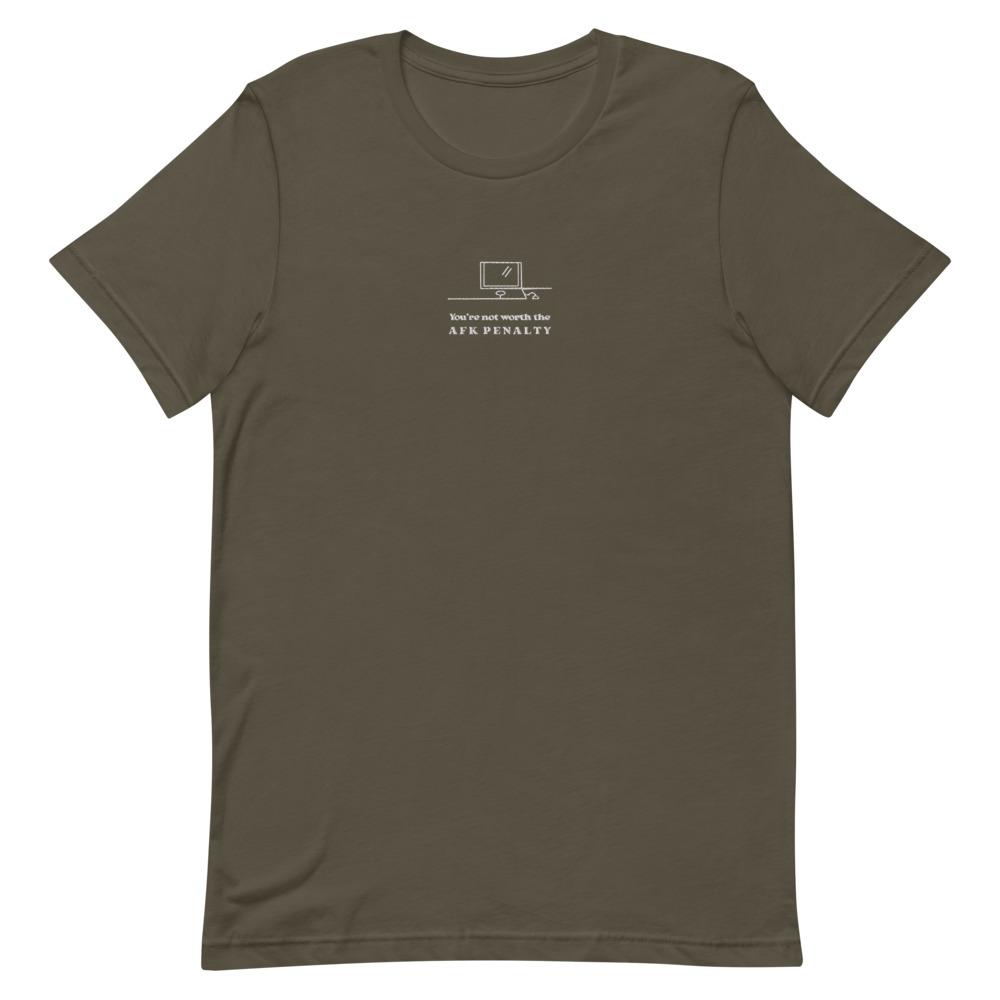 AFK Penalty | Embroidered Short-Sleeve Unisex T-Shirt | FPS/TPS Threads and Thistles Inventory Army S 