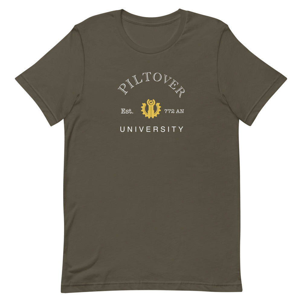 Piltover Univerity | Short-sleeve unisex t-shirt | League of Legends Threads and Thistles Inventory Army S 