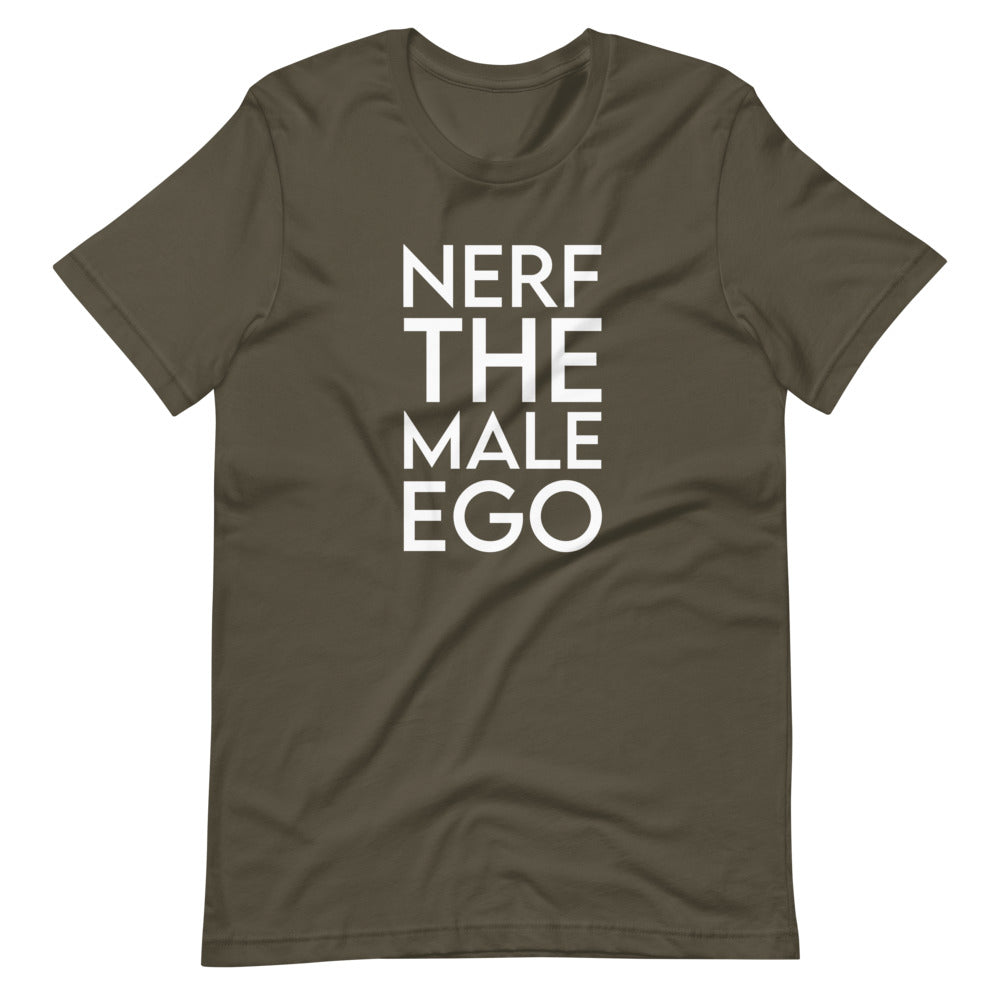 Nerf the Male Ego | Short-sleeve unisex t-shirt | Feminist Gamer Threads and Thistles Inventory Army S 