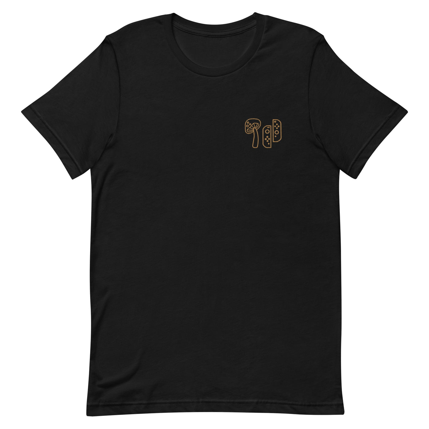Mushroom & Switch | Embroidered Unisex t-shirt | Cozy Gamer Threads and Thistles Inventory Black XS 