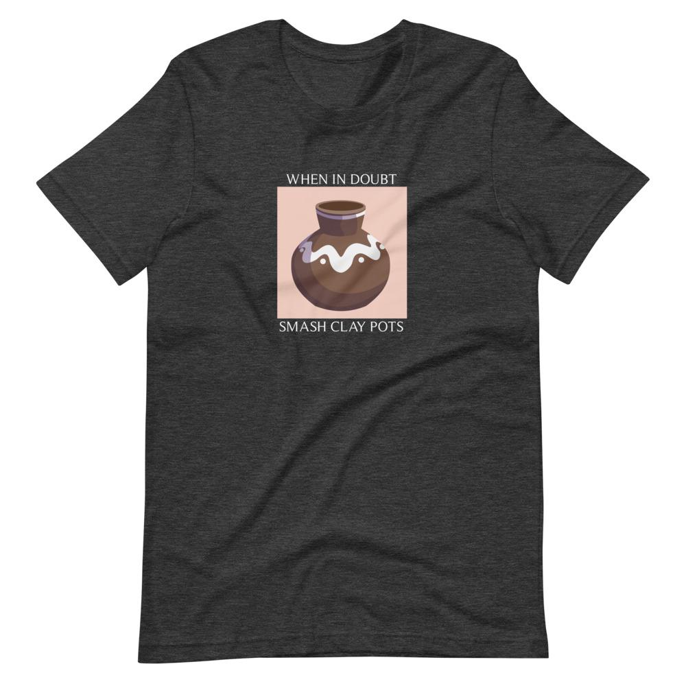 Smash Clay Pots | Short-Sleeve Unisex T-Shirt | The Legend of Zelda Threads and Thistles Inventory Dark Grey Heather S 