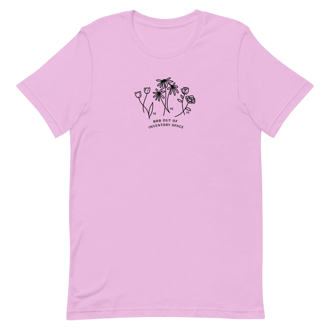 BRB Out Of Inventory | Short-Sleeve Unisex T-Shirt | Animal Crossing T-Shirt Threads and Thistles Inventory Lilac S 