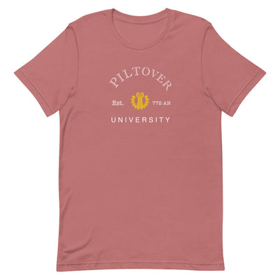 Piltover Univerity | Short-sleeve unisex t-shirt | League of Legends Threads and Thistles Inventory Mauve S 