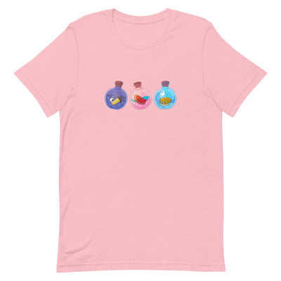 Potion Bottles | Unisex t-shirt | Minecraft Threads and Thistles Inventory Pink S 