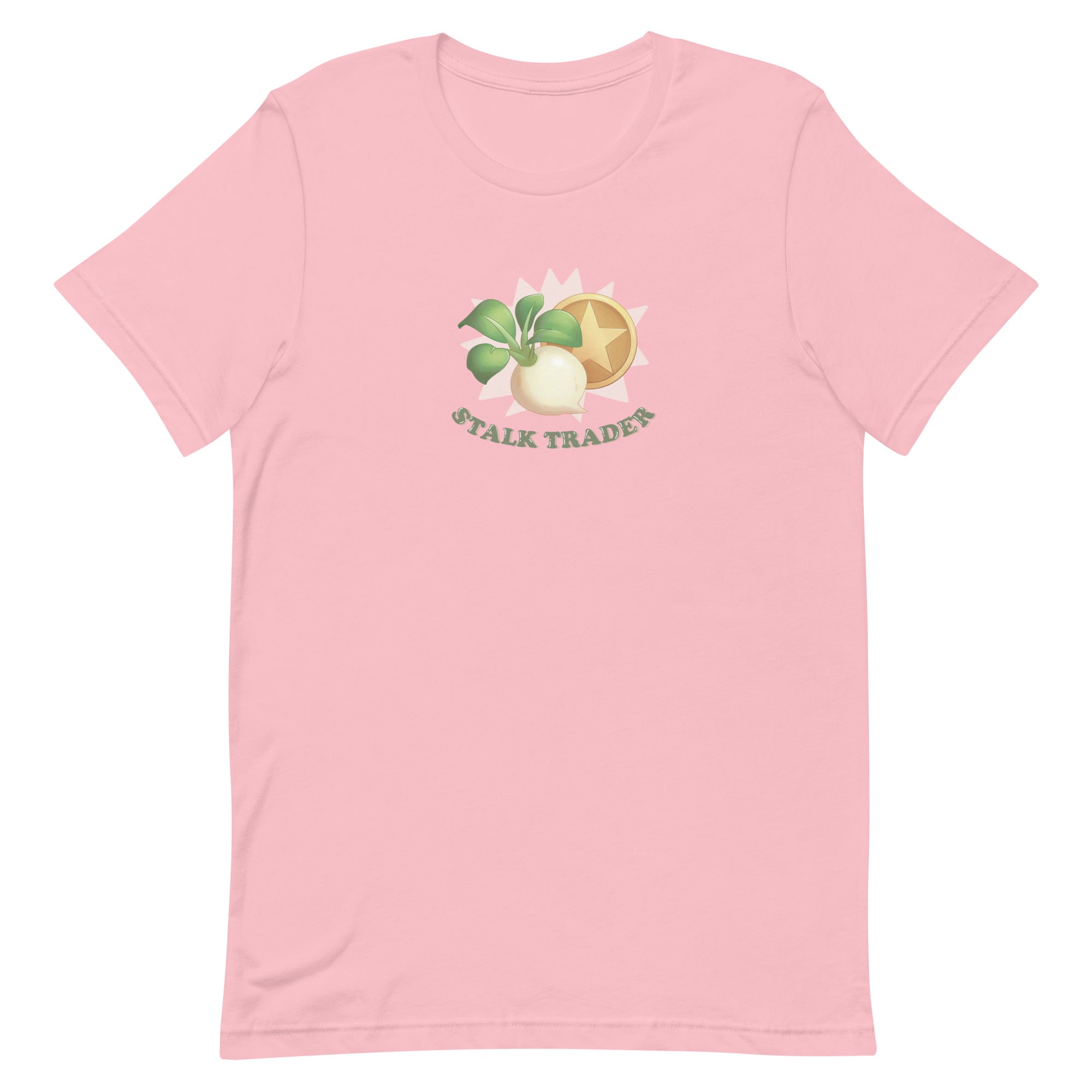 Stalk Trader | Short-Sleeve Unisex T-Shirt | Animal Crossing Threads and Thistles Inventory Pink S 