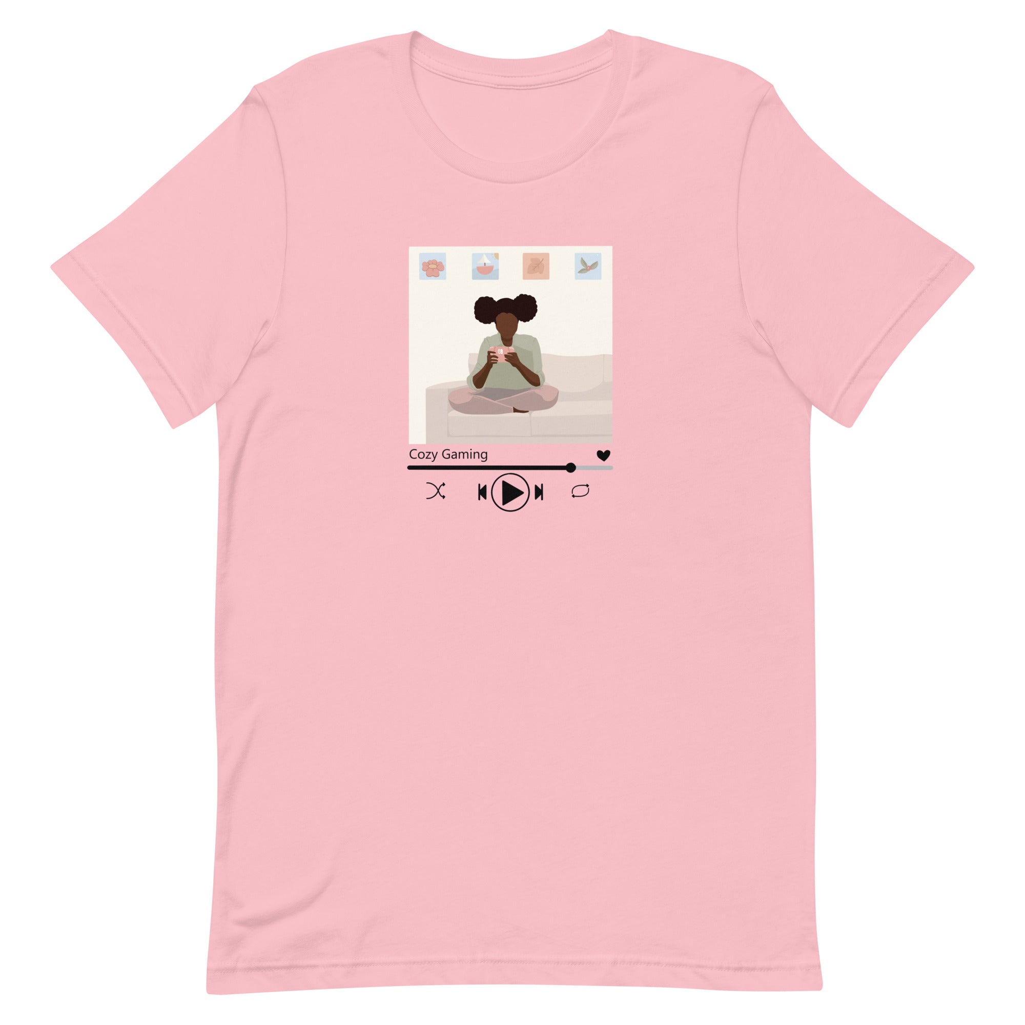 Cozy Gamer Playlist | Unisex t-shirt | Cozy Gamer Threads & Thistles Inventory Pink S 