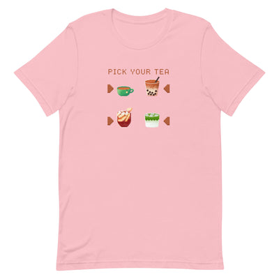 Pick Your Tea | Unisex t-shirt | Cozy Gamer Threads & Thistles Inventory Pink S 