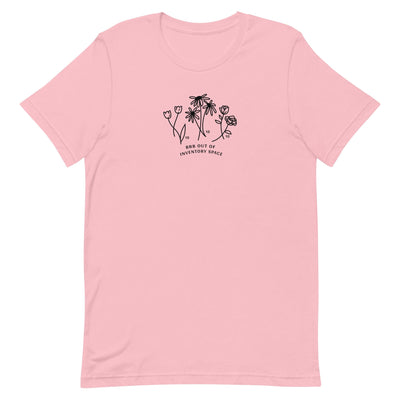 BRB Out Of Inventory | Short-Sleeve Unisex T-Shirt | Animal Crossing T-Shirt Threads and Thistles Inventory Pink S 