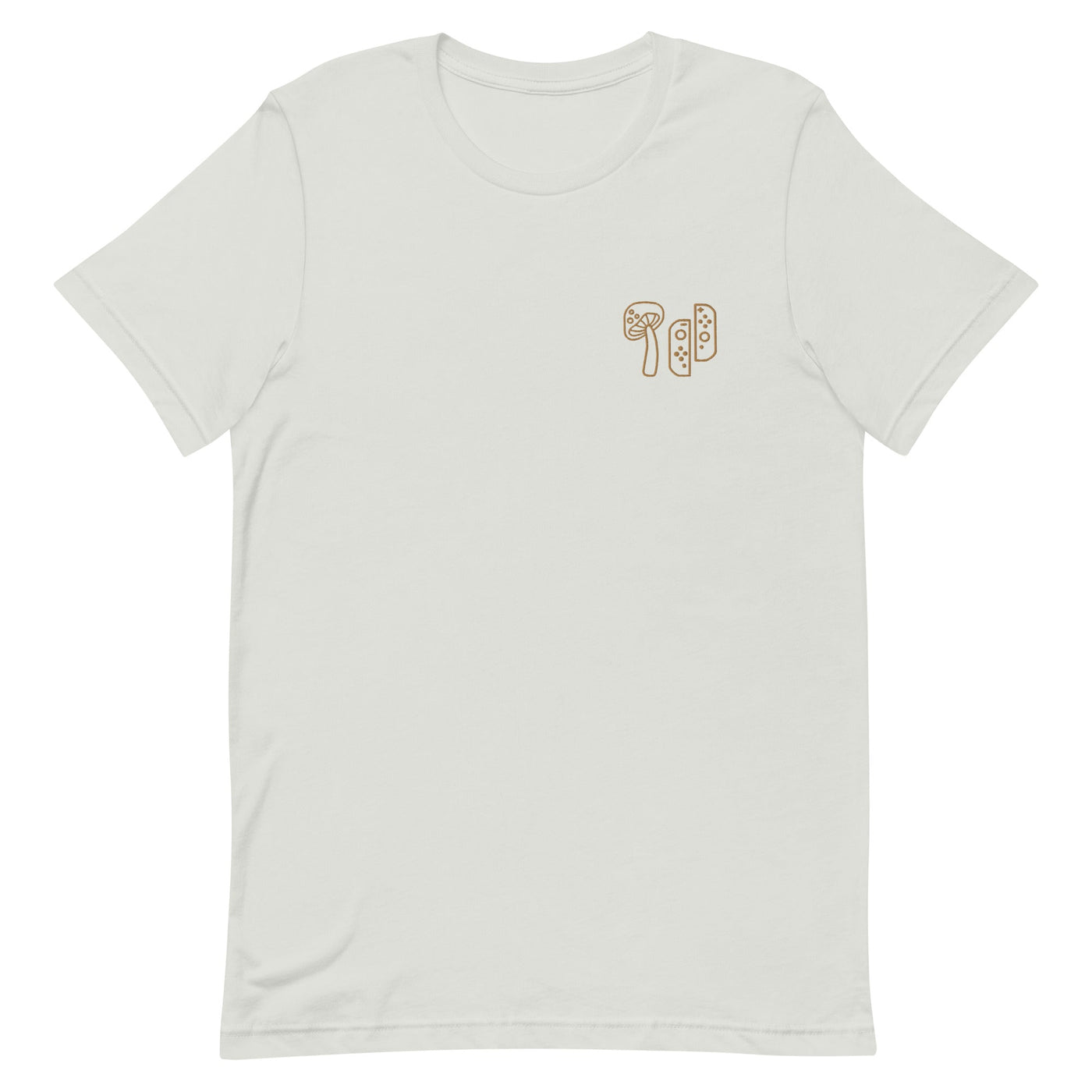 Mushroom & Switch | Embroidered Unisex t-shirt | Cozy Gamer Threads and Thistles Inventory Silver S 