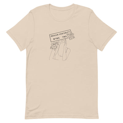 Rescue Yourself? | Short-sleeve unisex t-shirt | Feminist Gamer Threads and Thistles Inventory Soft Cream XS 