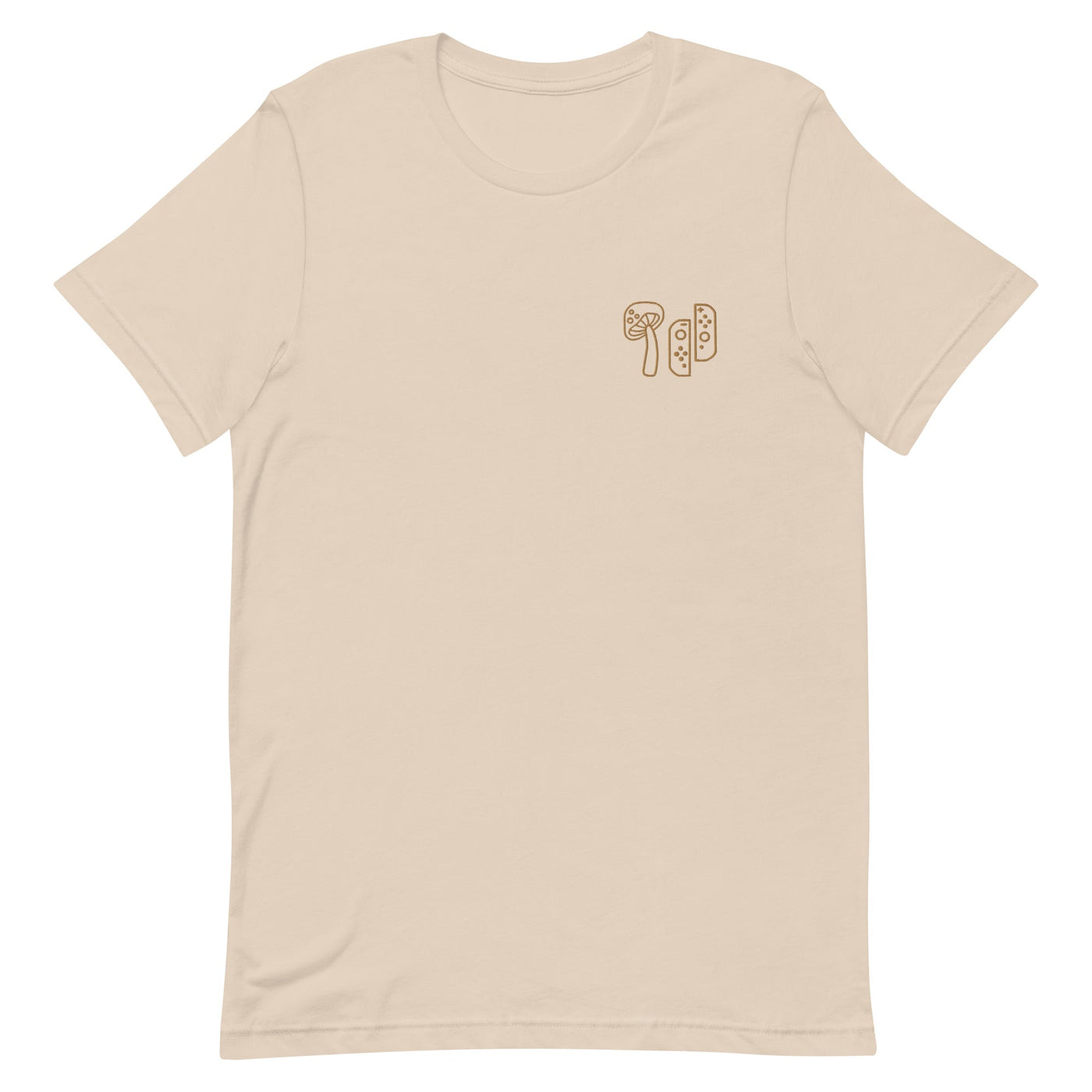 Mushroom & Switch | Embroidered Unisex t-shirt | Cozy Gamer Threads and Thistles Inventory Soft Cream XS 