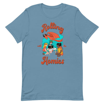 Rolling with the Homies | Unisex t-shirt | Retro Gaming Threads & Thistles Inventory Steel Blue S 
