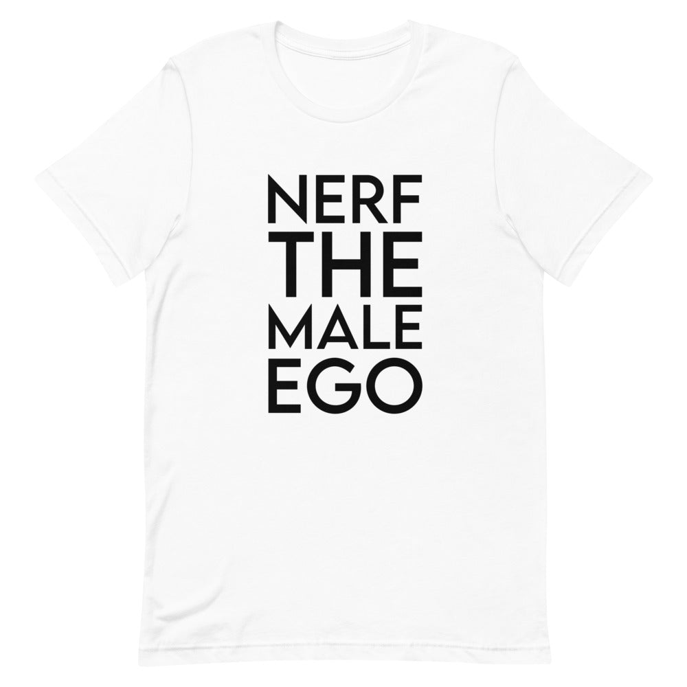 Nerf the Male Ego | Short-sleeve unisex t-shirt | Feminist Gamer Threads and Thistles Inventory White XS 
