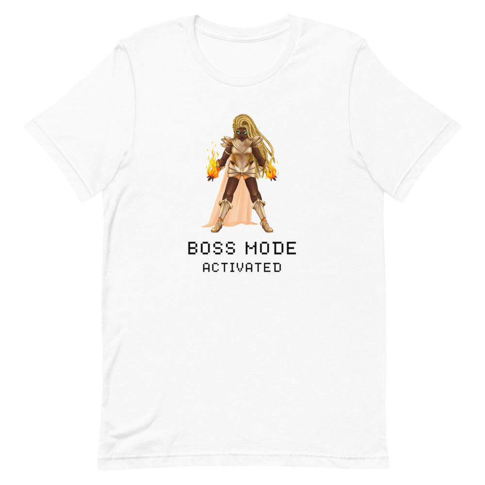 Boss Mode | Short-sleeve unisex t-shirt | Feminist gamer Threads and Thistles Inventory White XS 