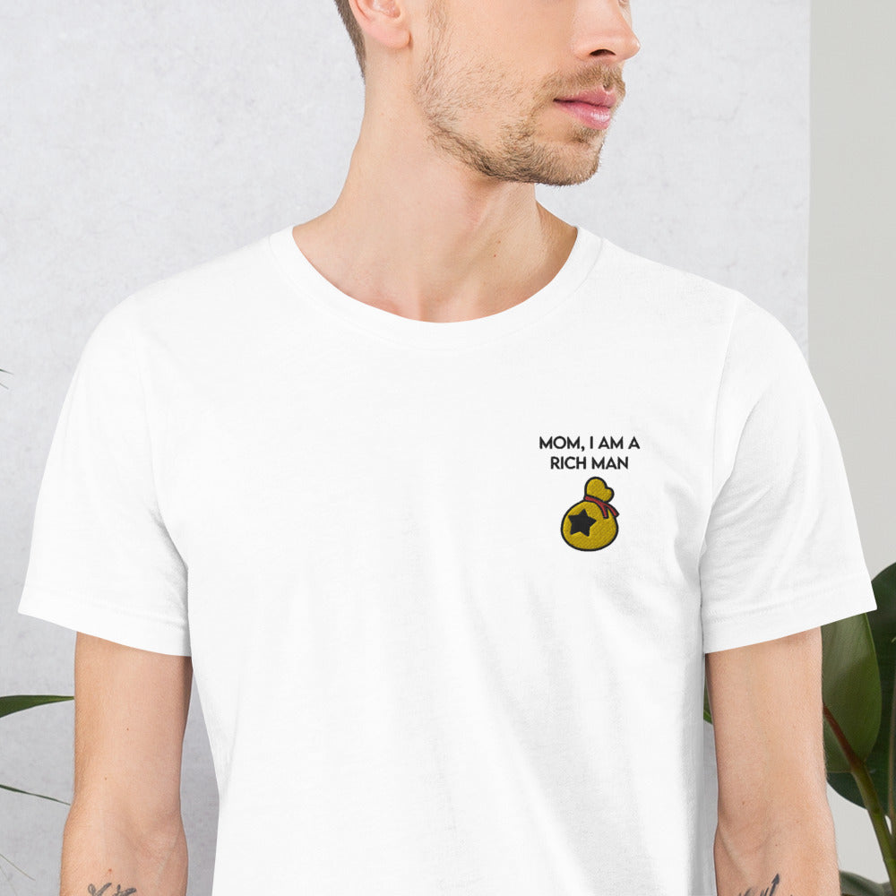 I Am a Rich Man | Embroidered Unisex t-shirt | Animal Crossing Threads and Thistles Inventory 