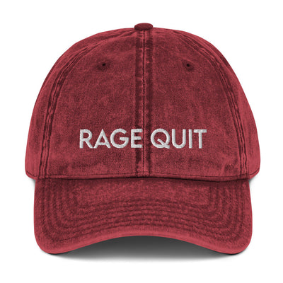 Rage Quit | Vintage Denim Cap Threads and Thistles Inventory Maroon 