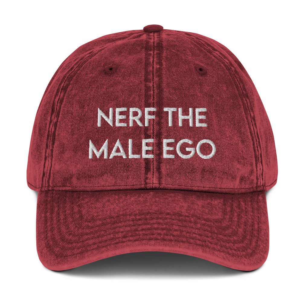 Nerf the Male Ego | Vintage Denim Cap Threads and Thistles Inventory Maroon 