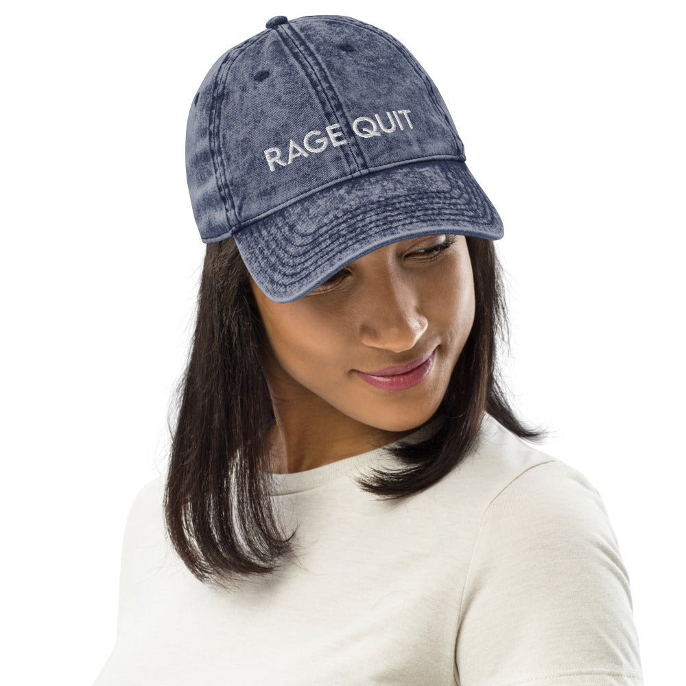 Rage Quit | Vintage Denim Cap Threads and Thistles Inventory 