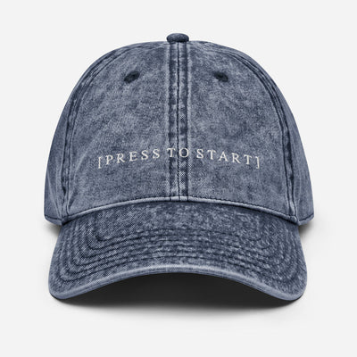 Press to Start | Vintage Denim Cap Threads and Thistles Inventory 
