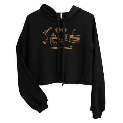 Cozy Hobbies | Embroidered crop Hoodie | Cozy Gamer Threads & Thistles Inventory Black S 
