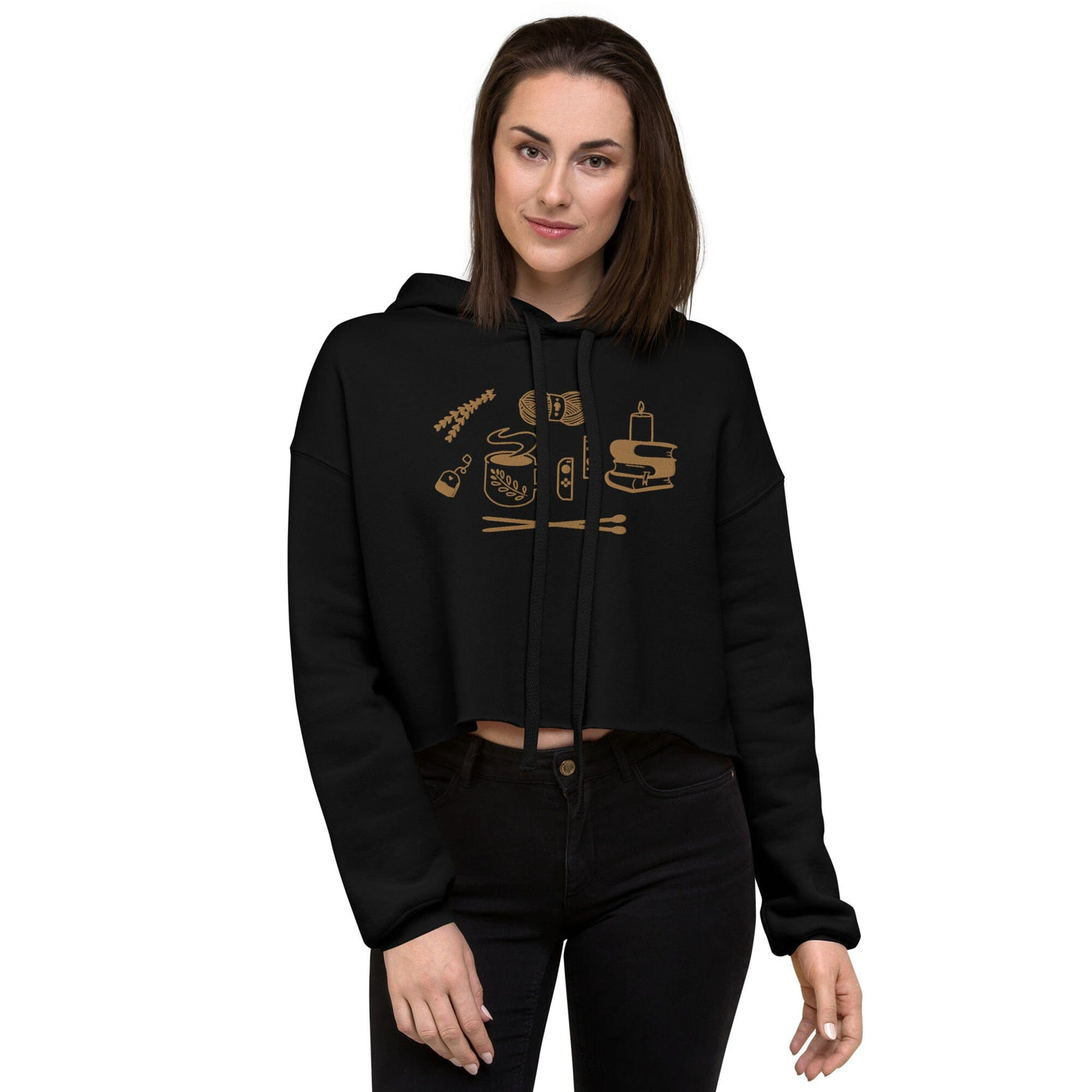 Cozy Hobbies | Embroidered crop Hoodie | Cozy Gamer Threads & Thistles Inventory 