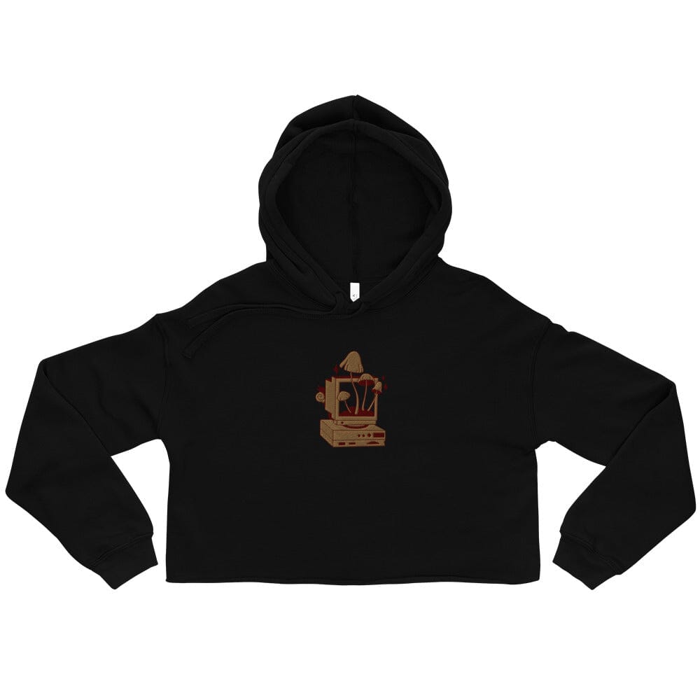 Cozy PC Gaming | Embroidered Crop Hoodie | Cozy Gamer Threads & Thistles Inventory Black S 