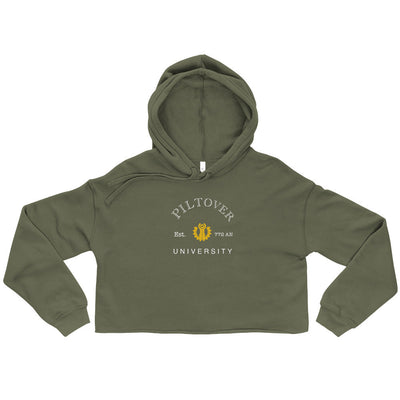 Piltover University | Crop Hoodie | League of Legends Threads and Thistles Inventory Military Green S 