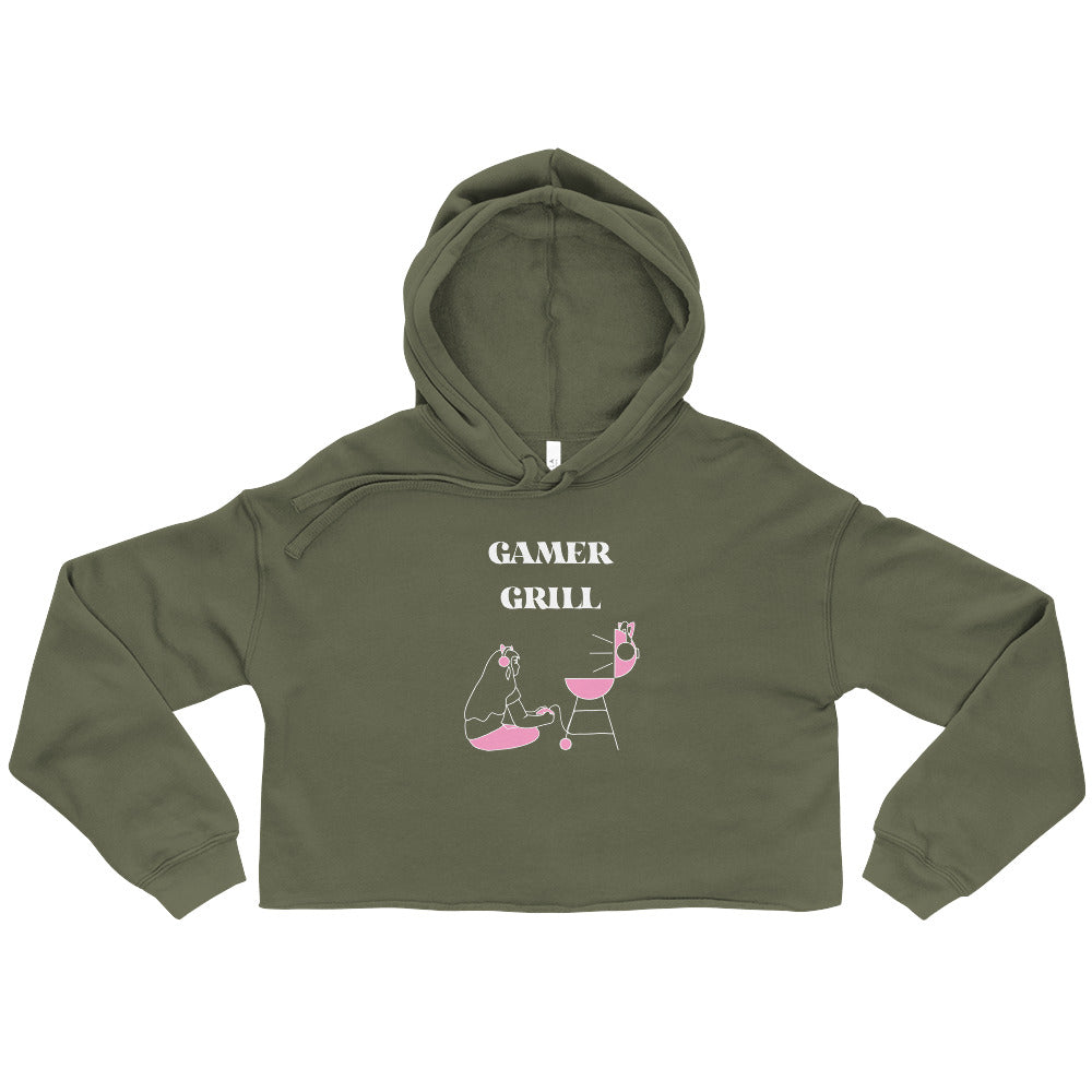 Gamer Grill | Crop Hoodie | Feminist Gamer Threads and Thistles Inventory Military Green S 