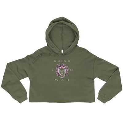 Going to War | Crop Hoodie | Feminist Gamer Threads and Thistles Inventory Military Green S 