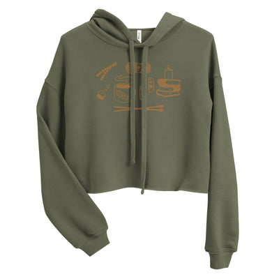 Cozy Hobbies | Embroidered crop Hoodie | Cozy Gamer Threads & Thistles Inventory Military Green S 