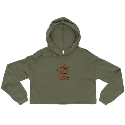 Cozy PC Gaming | Embroidered Crop Hoodie | Cozy Gamer Threads & Thistles Inventory Military Green S 