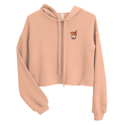 Pixel Boba | Crop Hoodie | Cozy Gamer Threads and Thistles Inventory Peach S 